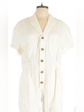 NWT White Linen Blend Button-Front romper